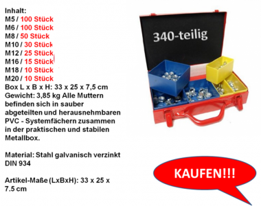 KfzDeal24 : Shop : KFZ-Bestseller : Kfz-Spezialwerkzeug : Werkzeugsätze :  340er Muttersatz im Koffer